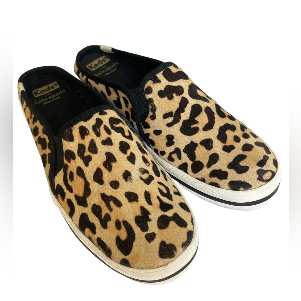 Keds x Kate Spade New York Double Decker Calf Hair type leopard mule women's Sz7 - Picture 10 of 11